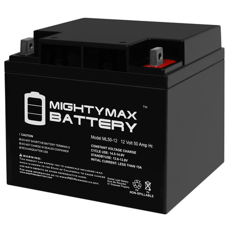 MIGHTY MAX BATTERY 12 Volt 50 Ah Rechargeable Sealed Lead Acid  Battery ML50-12